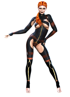 Futuristic Female Character Costume PNG Image