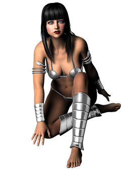 Futuristic Female Warrior PNG Image