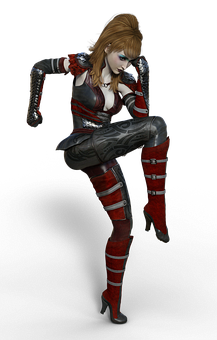 Futuristic Female Warrior Pose PNG Image