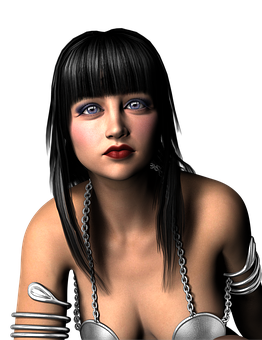 Futuristic Girl Portrait PNG Image