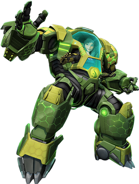 Futuristic Knightin Green Armor PNG Image