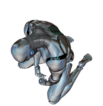 Futuristic Robot Crouching Position PNG Image