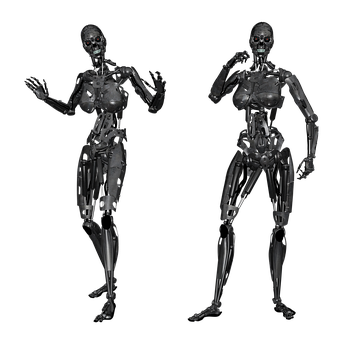 Futuristic Robotic Skeletons PNG Image