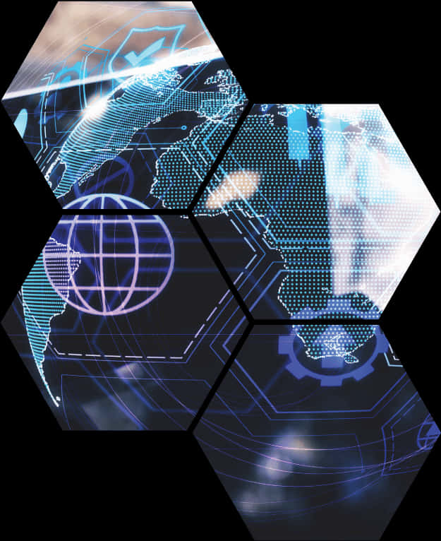 Futuristic Technology Hexagons PNG Image