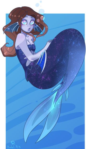 Galactic Tailed Mermaid Illustration PNG Image