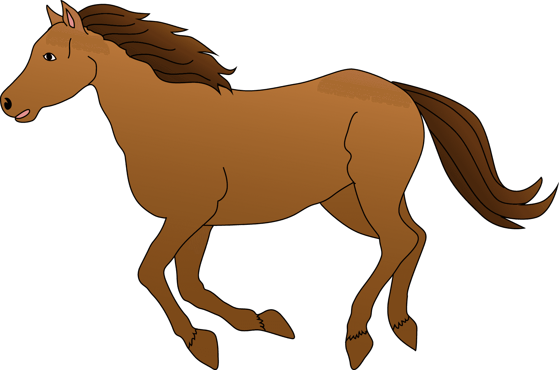 Galloping Brown Horse Cartoon PNG Image