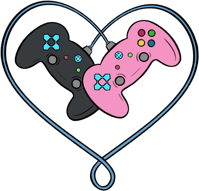 Gamer Love Heart Controllers.png PNG Image