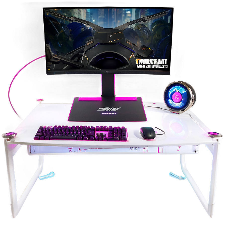 Gaming Desk With Hutch Png Ddu PNG Image