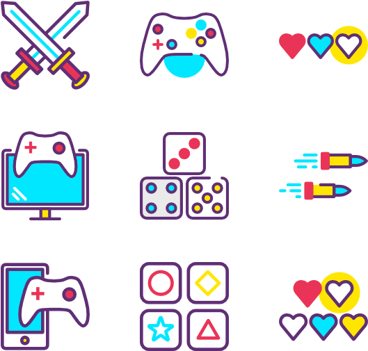 Gaming Icons Collage PNG Image