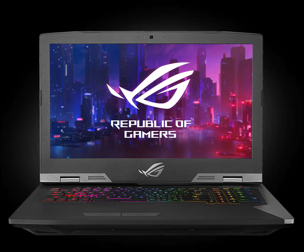 Gaming Laptop R O G Brand Illuminated Keyboard PNG Image