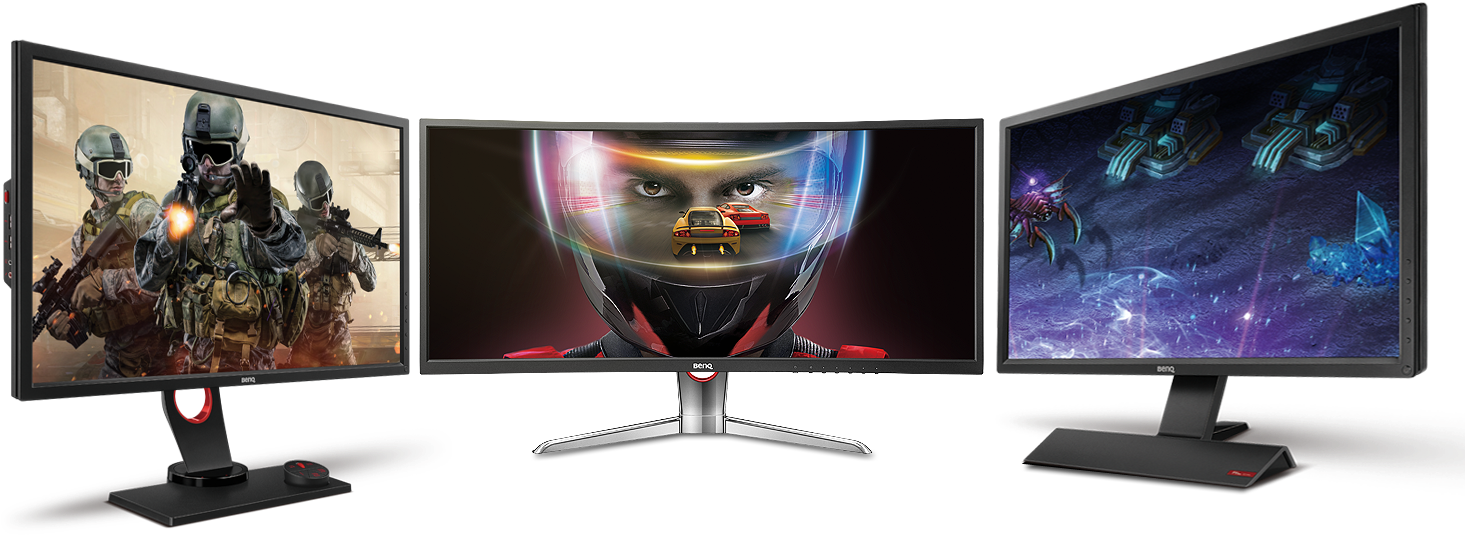 Gaming Monitors Displaying Action Games PNG Image