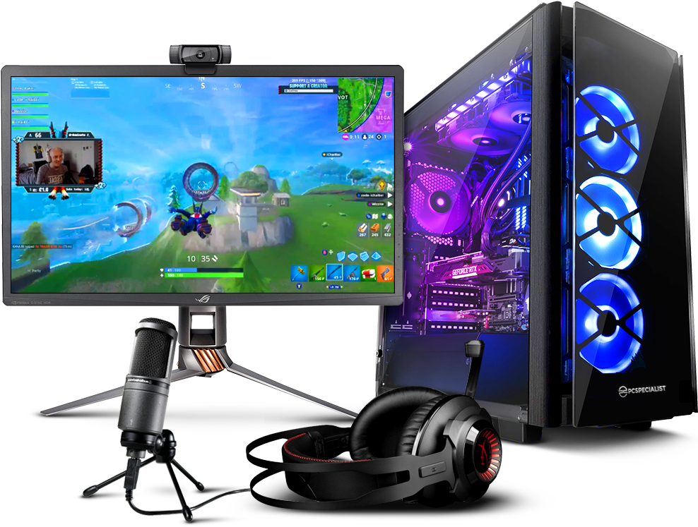 Gaming P C Setupwith L E D Lights PNG Image