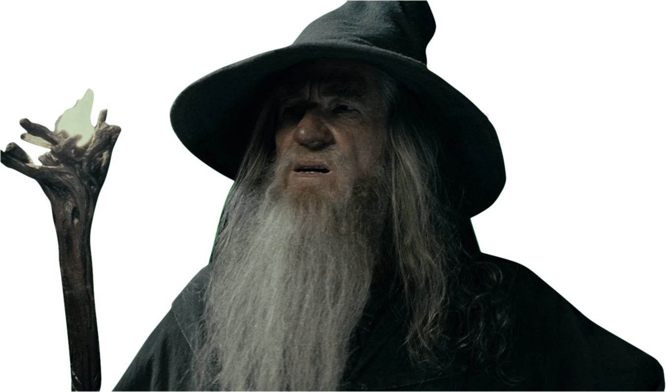 Gandalf Holding Flame Staff PNG Image