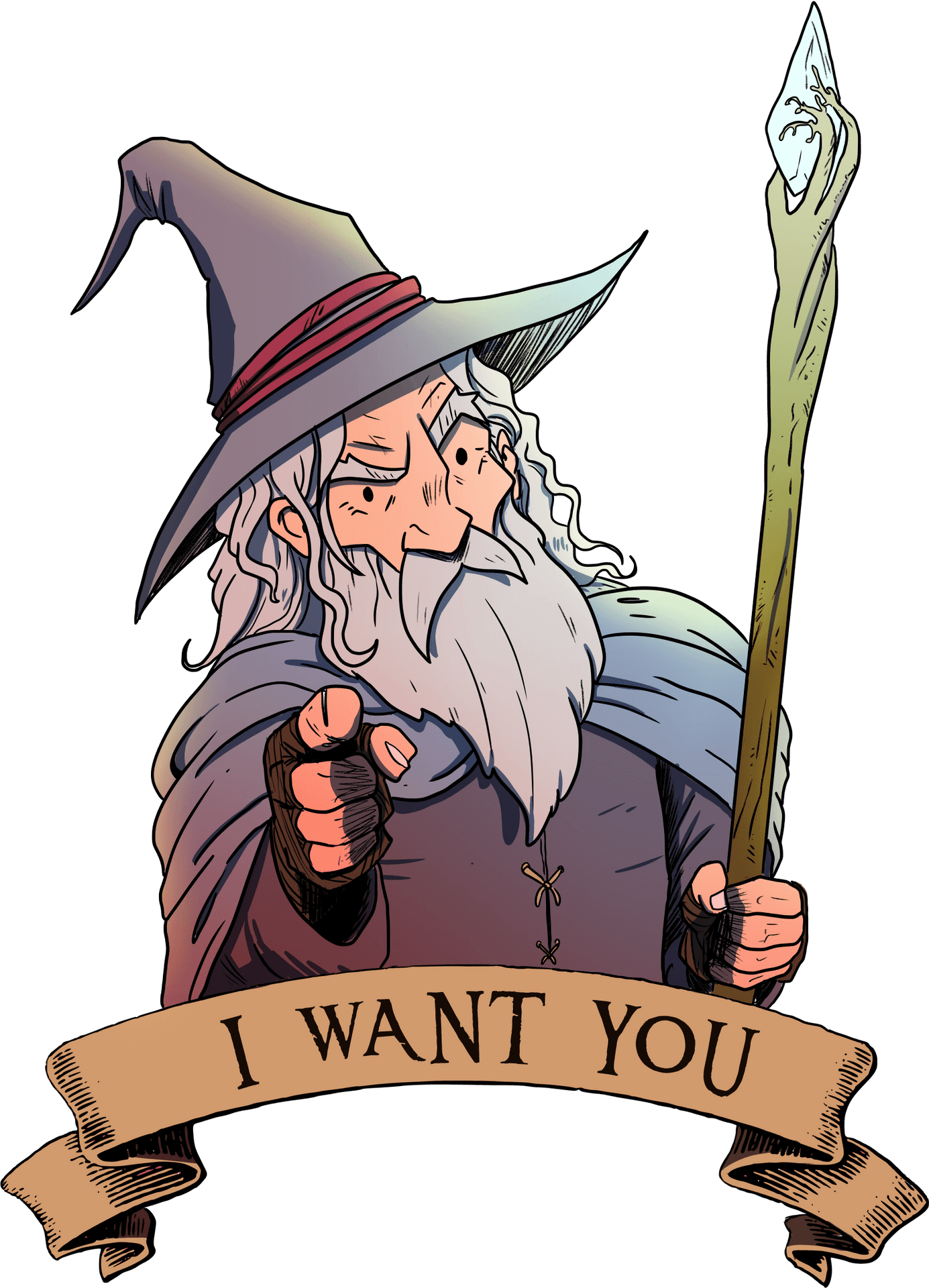 Gandalf I Want You Recruitment Poster PNG Image