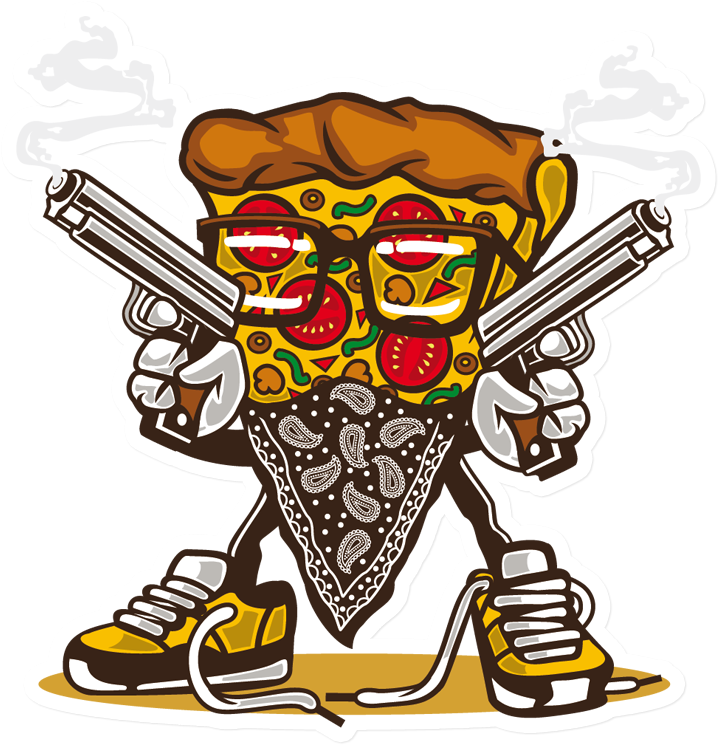 Gangster Pizza Character Art PNG Image