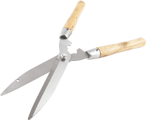 Garden Shears Wooden Handles PNG Image