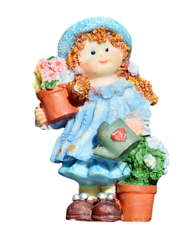 Gardening Girl Figurine PNG Image