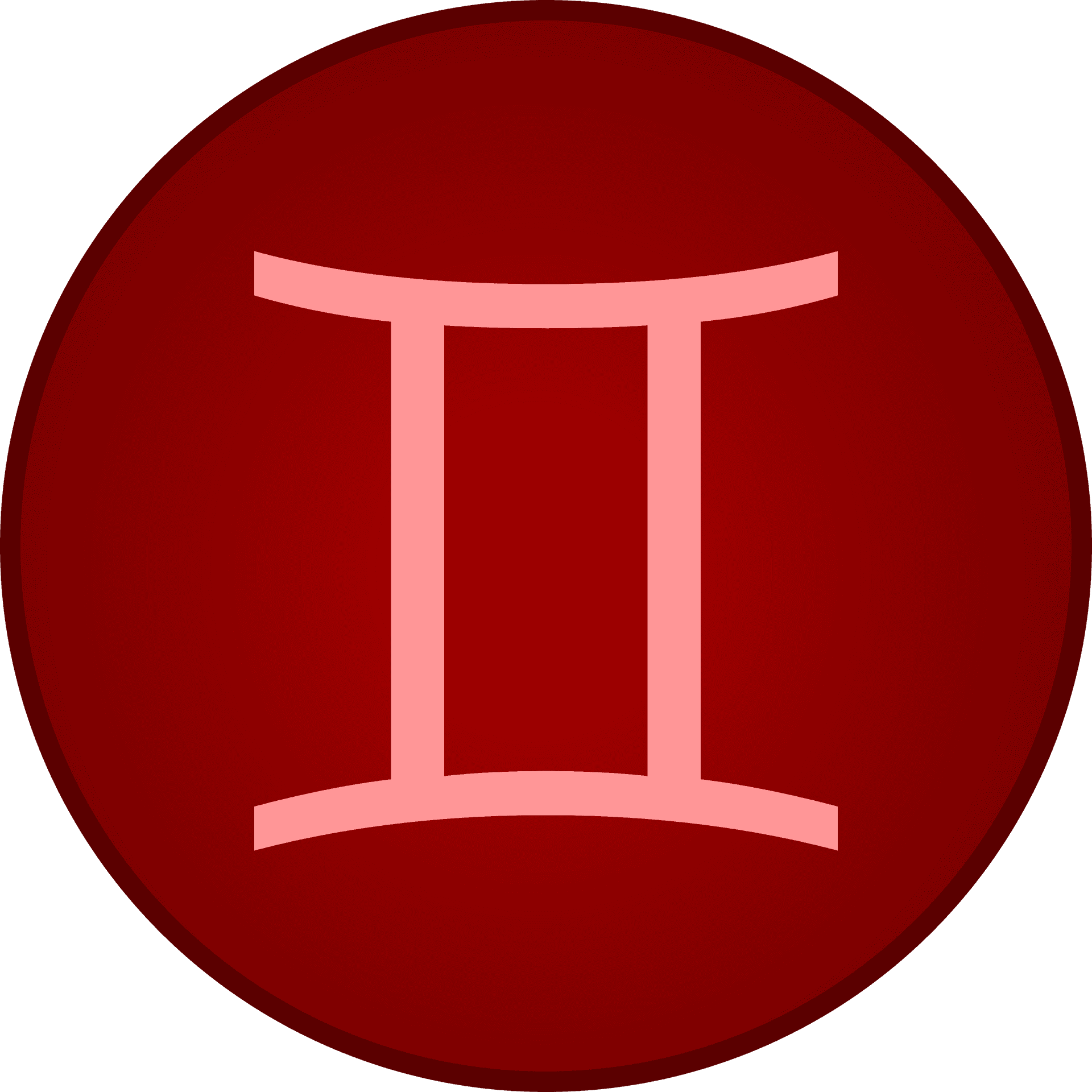 Gemini Zodiac Symbol Red Background PNG Image