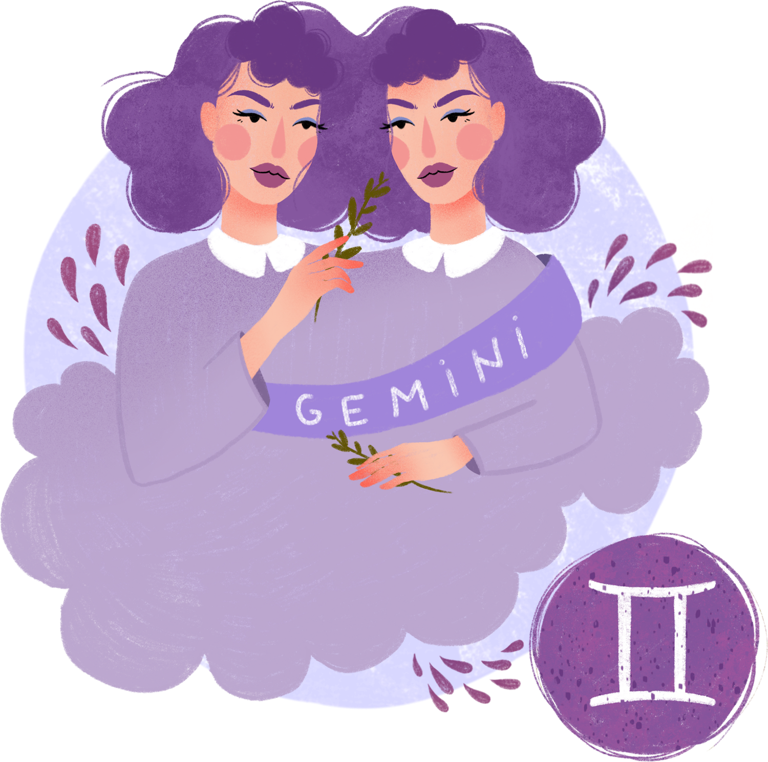 Gemini Zodiac Twins Illustration PNG Image