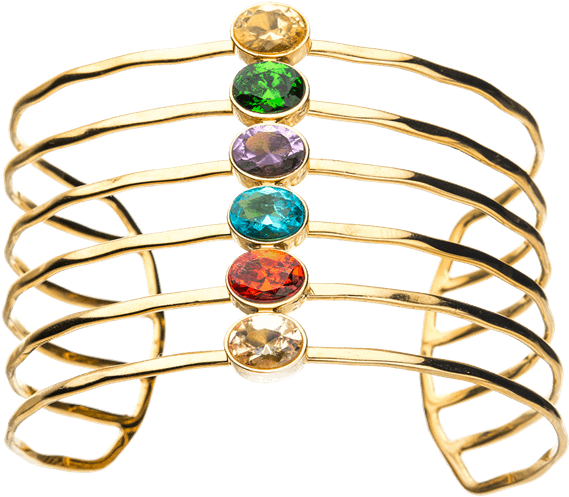 Gemstone Embellished Gold Cuff Bracelet PNG Image