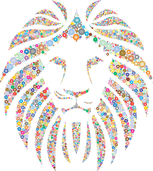 Gemstone Lion Artwork PNG Image