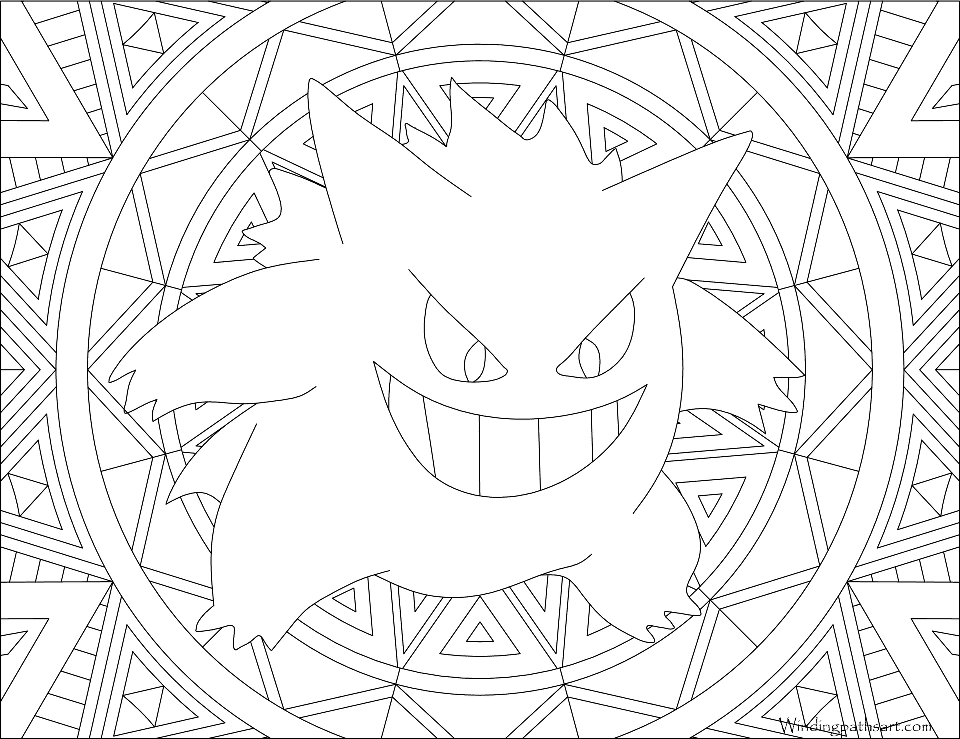 Gengar Pokemon Coloring Page PNG Image