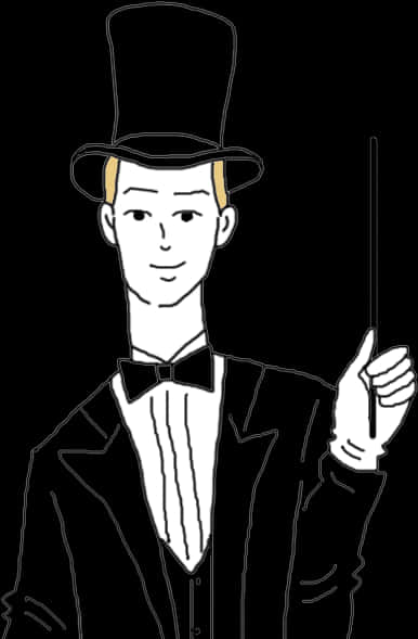 Gentlemanin Top Hatand Tuxedo PNG Image