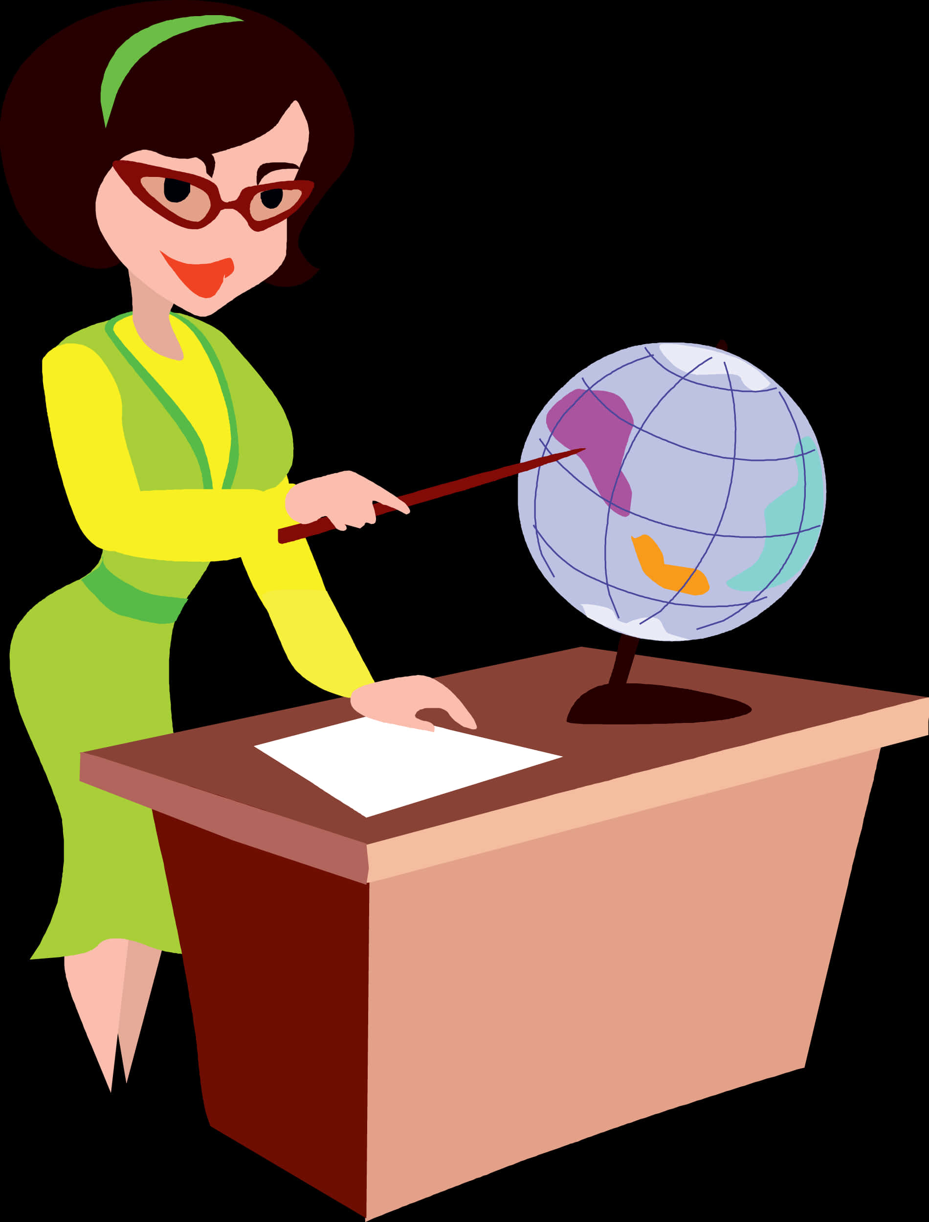 Geography Lesson Cartoon Teacher PNG Image