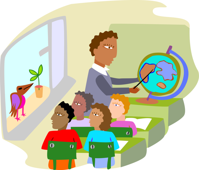 Geography Lessonin Colorful Classroom PNG Image