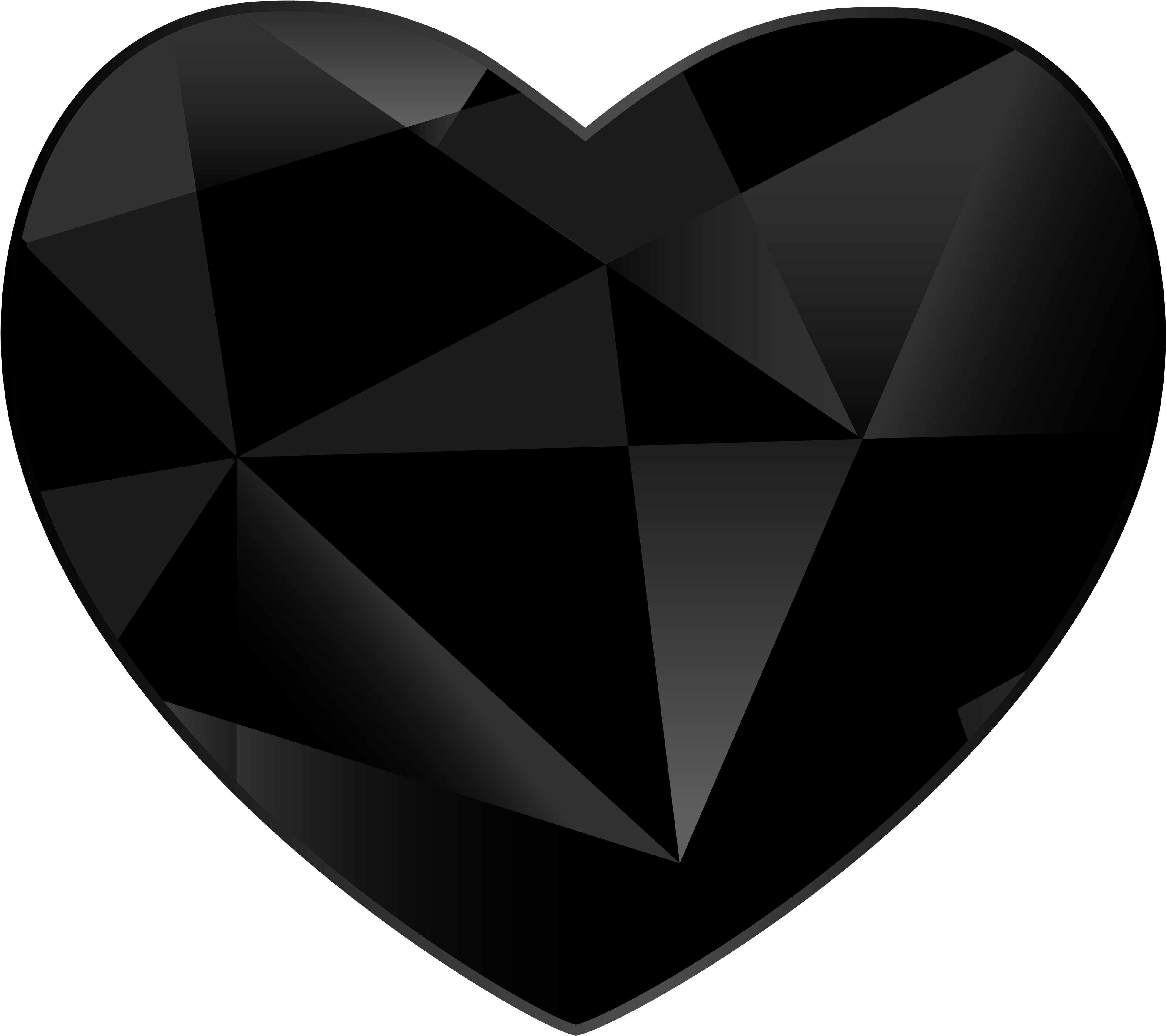 Geometric Black Heart Design PNG Image