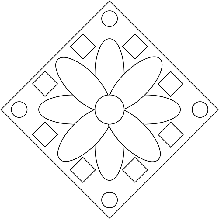 Geometric Flower Line Art PNG Image