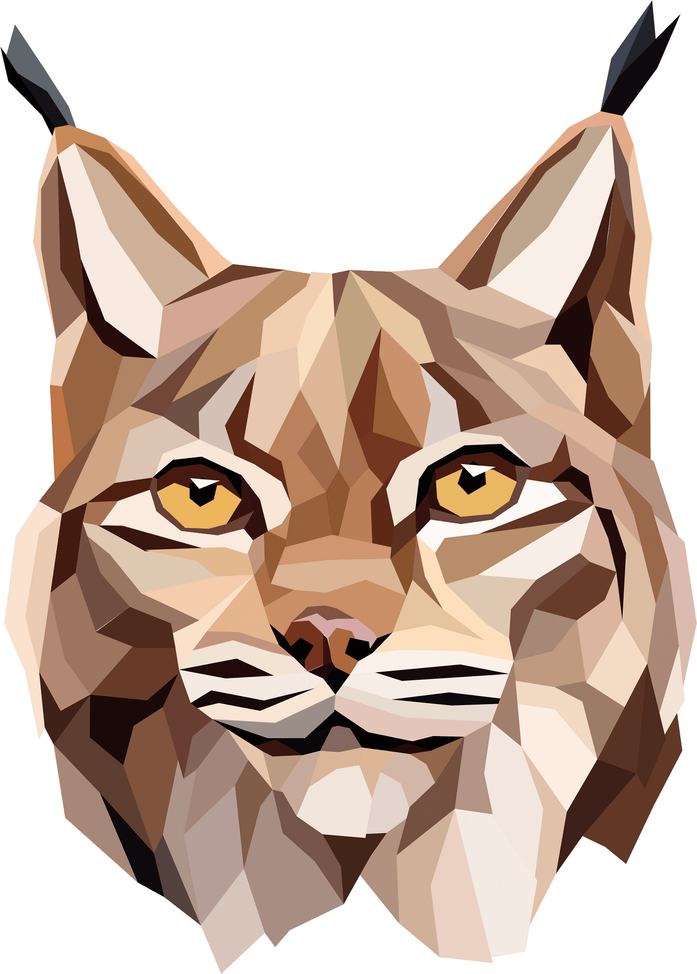 Geometric Lynx Portrait PNG Image