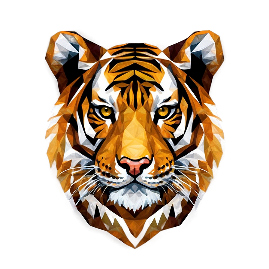 Geometric Tiger Face Design Png Bwy PNG Image