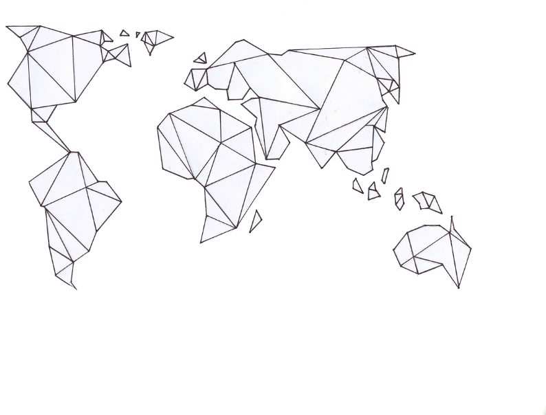 Geometric World Map Outline PNG Image