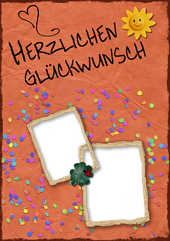 German Birthday Greeting Card Template PNG Image