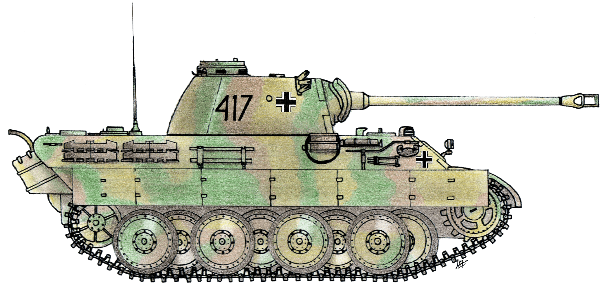 German Panzer Tank Illustration PNG Image