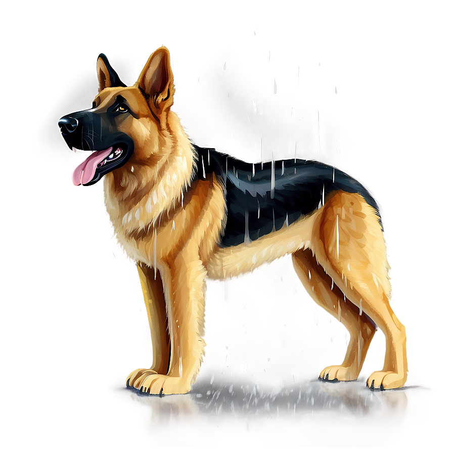 German Shepherd In Rain Png Bjs PNG Image