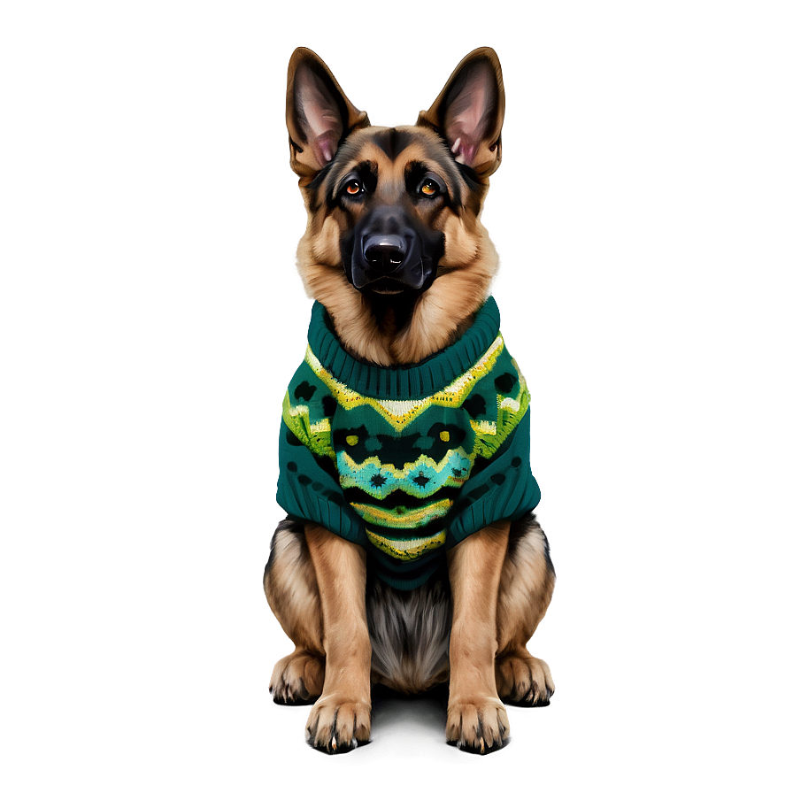 German Shepherd In Sweater Png Lrq PNG Image