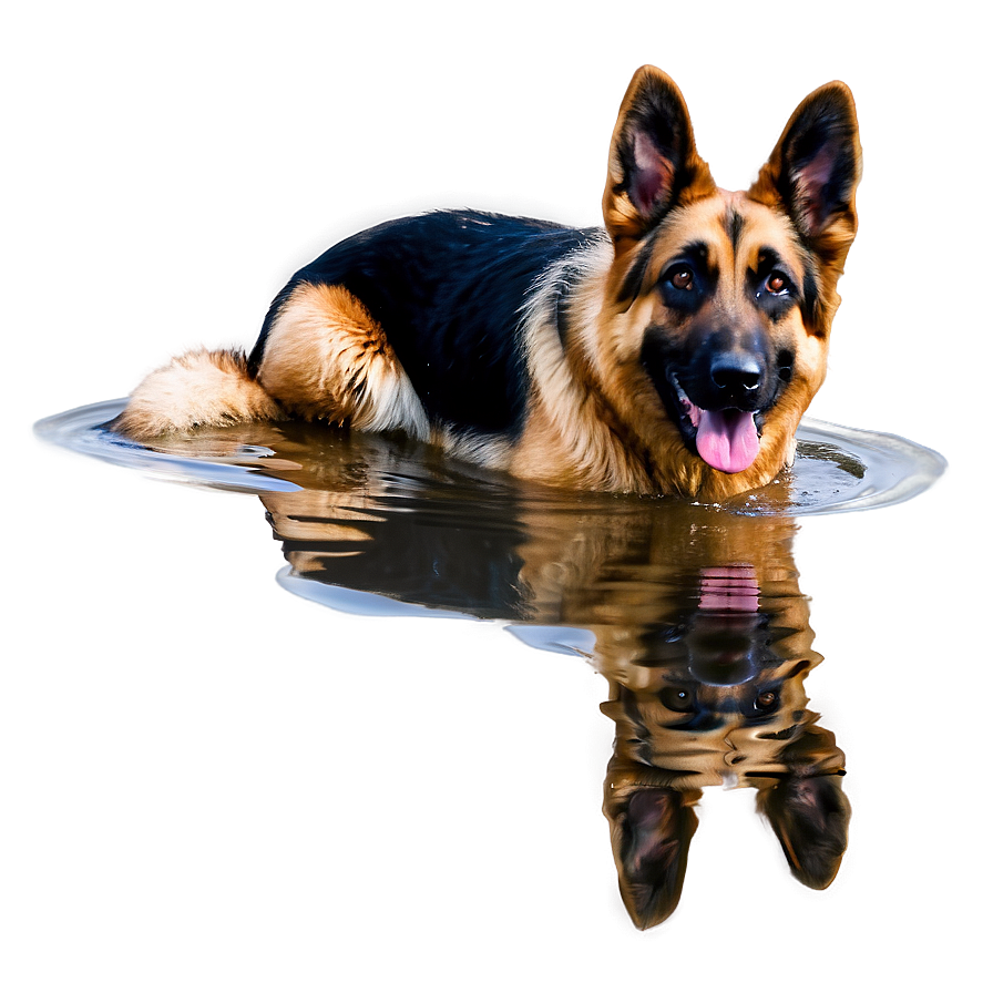 German Shepherd In Water Png 06112024 PNG Image