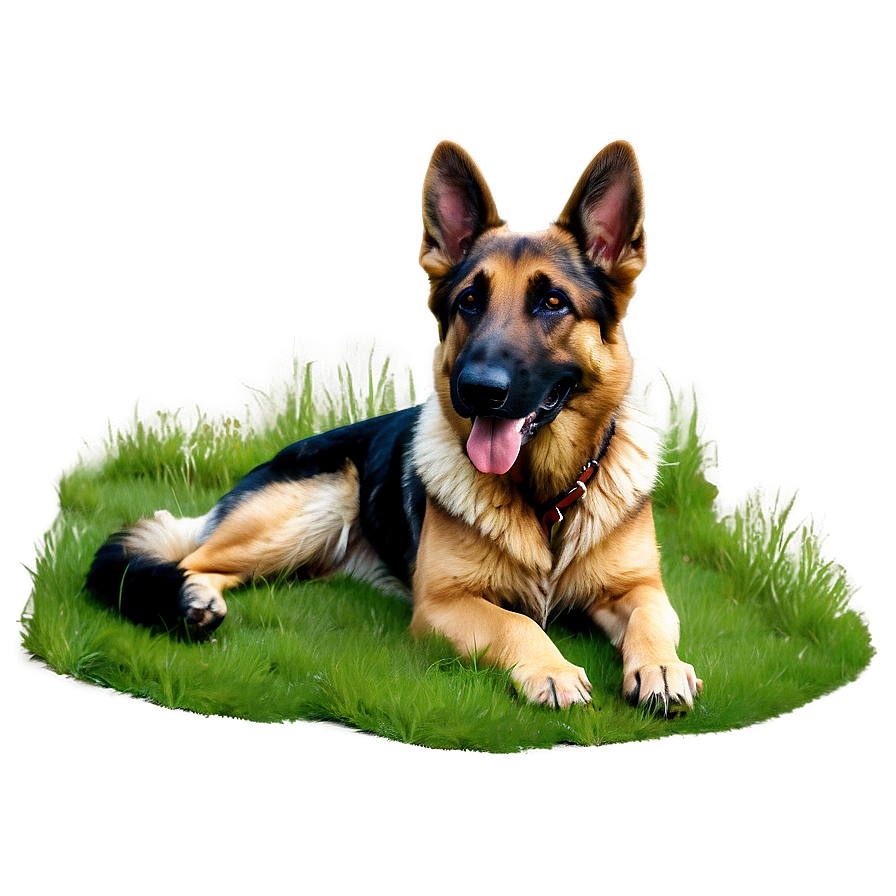 German Shepherd On Grass Png Oge PNG Image