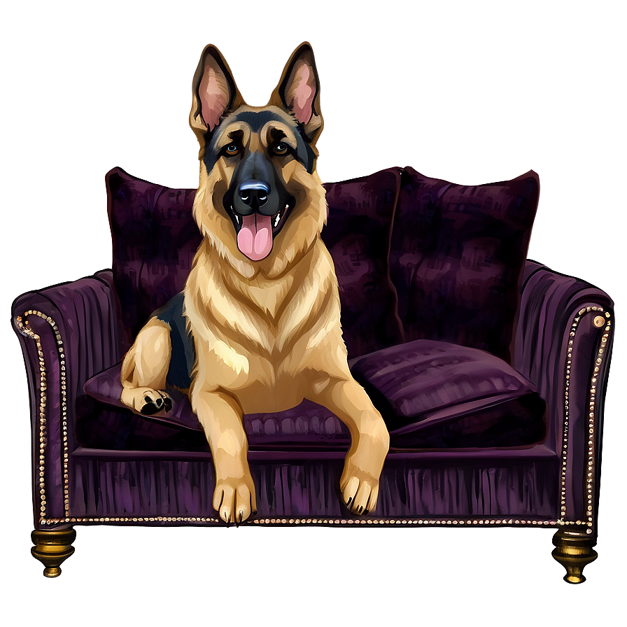 German Shepherd On Sofa Png Tmk40 PNG Image