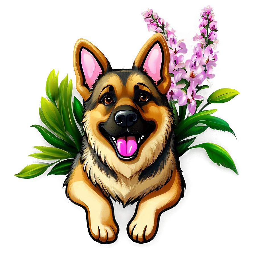 German Shepherd With Flowers Png 54 PNG Image