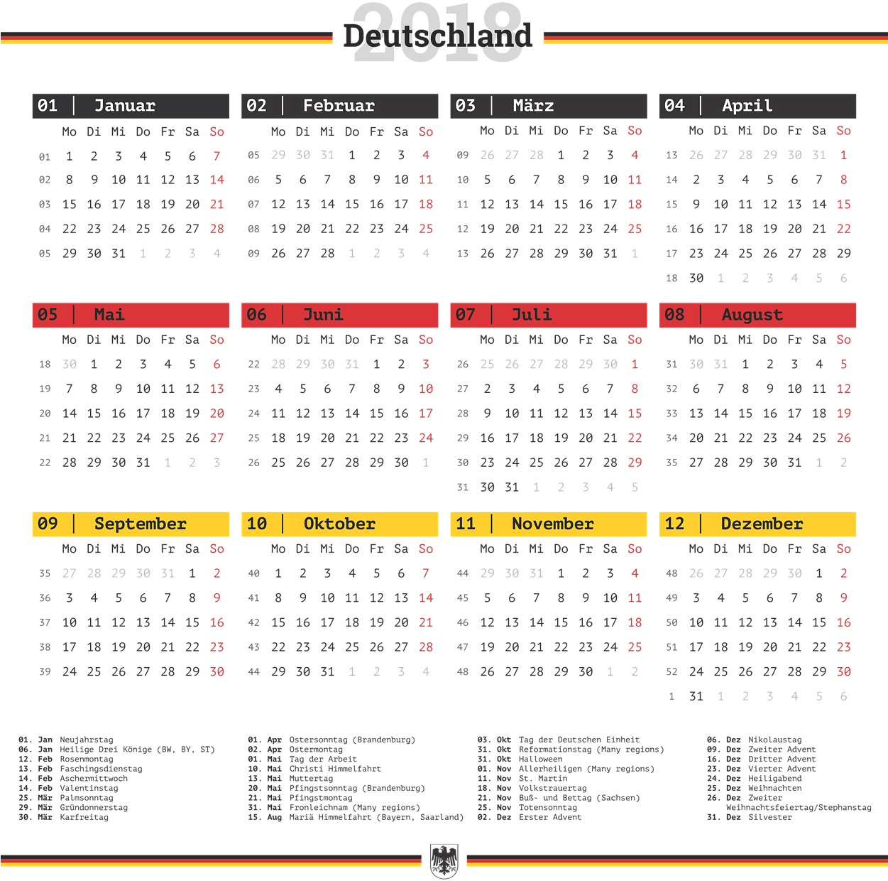 German Year Calendar2023 PNG Image