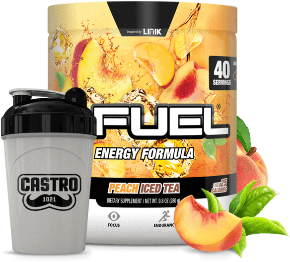 Gfuel Peach Iced Tea Energy Formulawith Shaker PNG Image