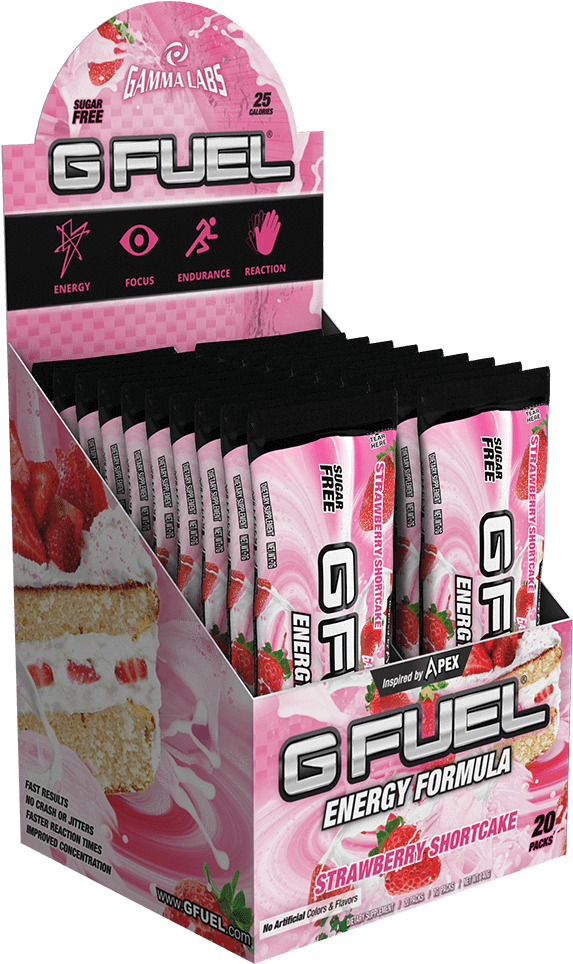 Gfuel Strawberry Shortcake Energy Formula Display PNG Image