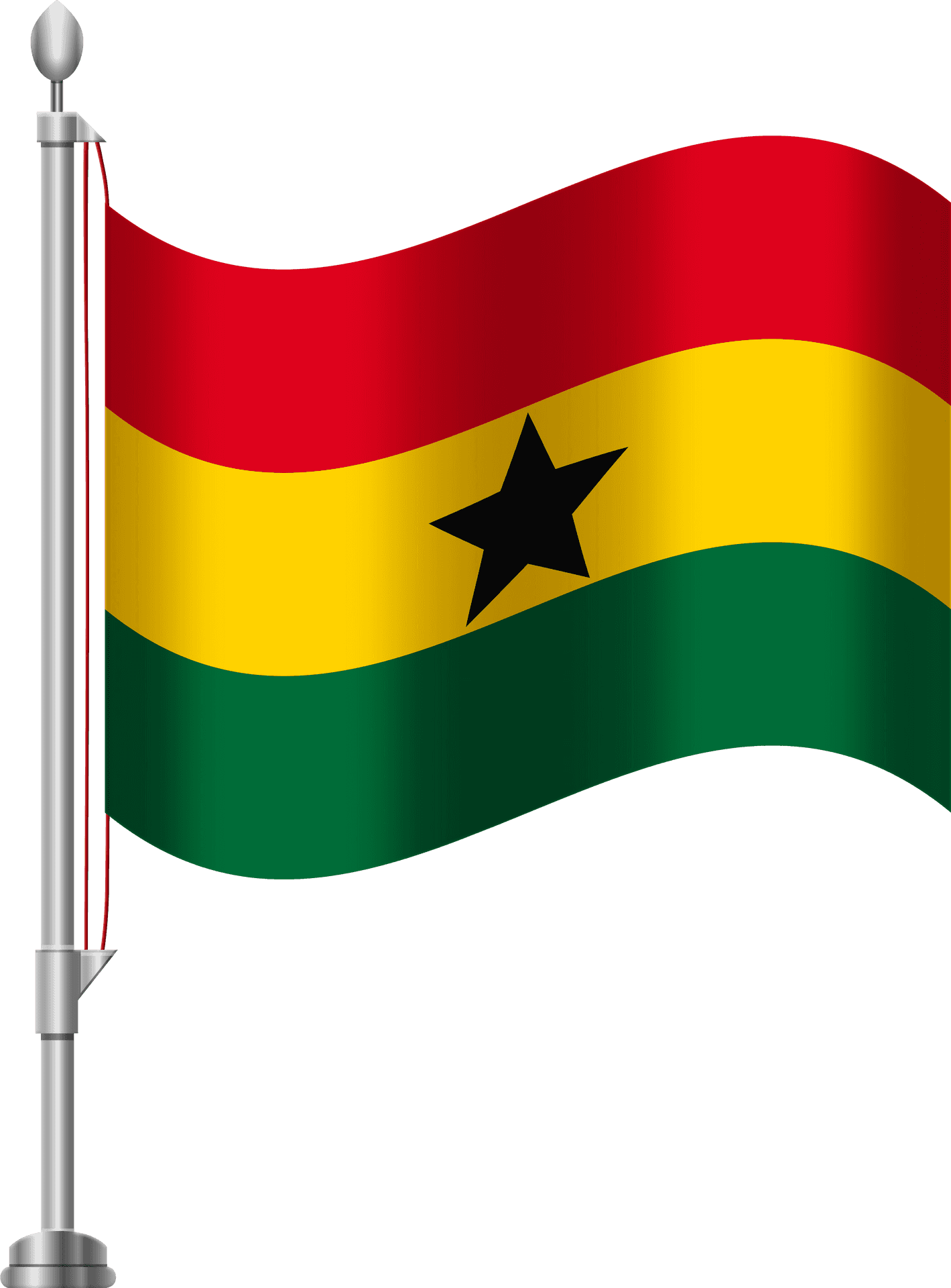 Ghana National Flag Waving PNG Image