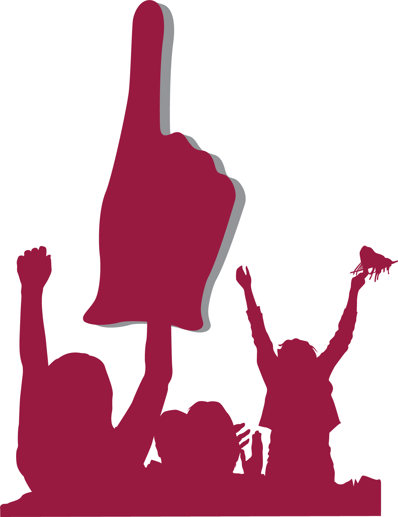 Giant Foam Finger Crowd Silhouette Clipart PNG Image