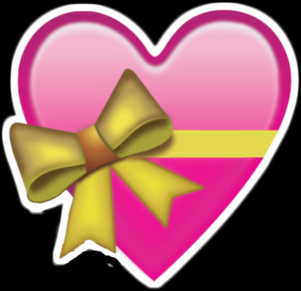 Gifted Heart Emojiwith Bow PNG Image