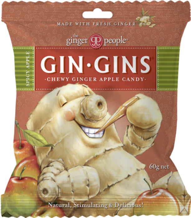 Gin Gins Chewy Ginger Apple Candy Package PNG Image