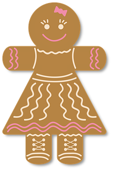 Gingerbread Girl Cookie Illustration PNG Image